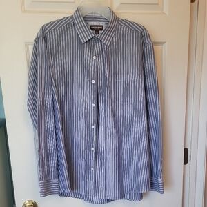 Johnston & Murphy Blue and White Striped Dress Shirt
